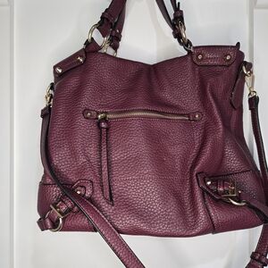 Urban Expressions Plum Pebbled Shoulder Bag with Gold Hardware